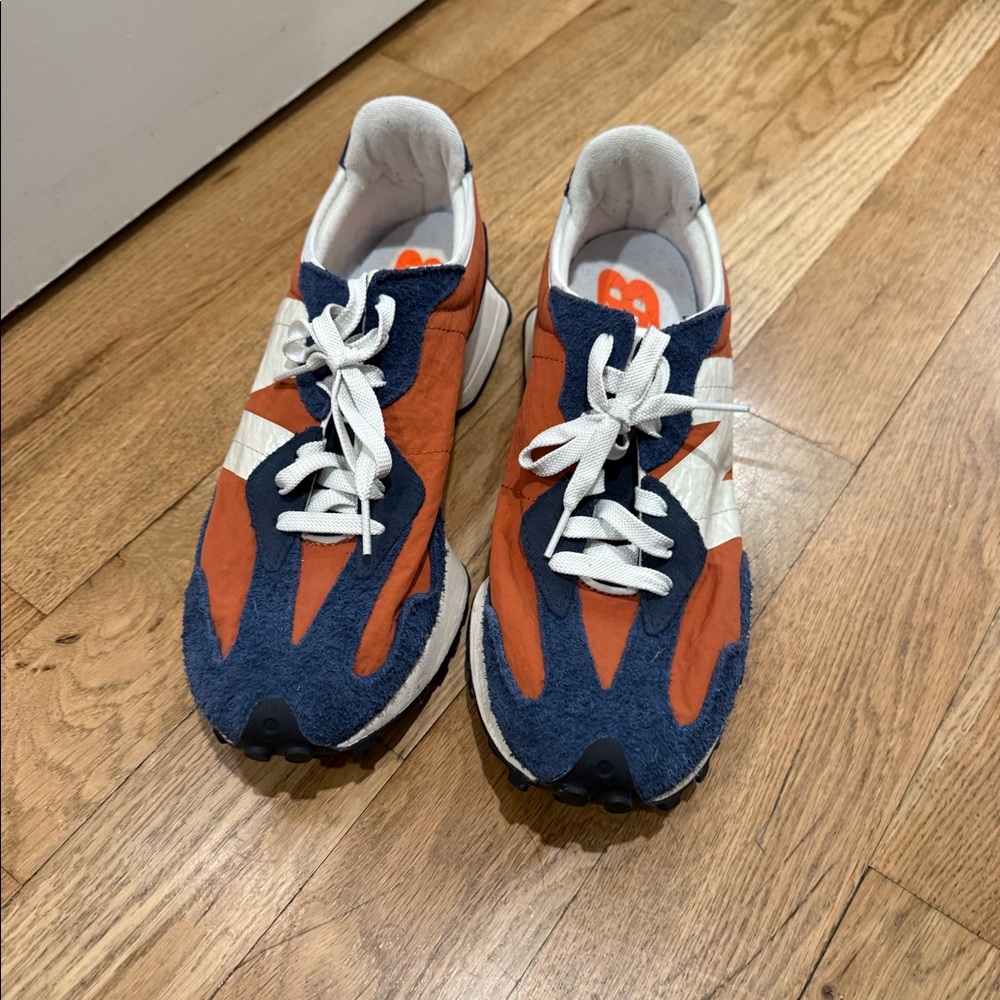 NEW BALANCE
Suede Trim Running Sneakers - Blue, Orange, White